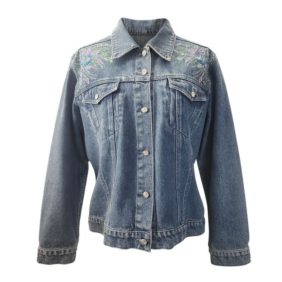 Christine Alexander Jackets & Blazers - Christine Alexander Denim Jacket Women L Blue Vintage Western Rhinestone Bling